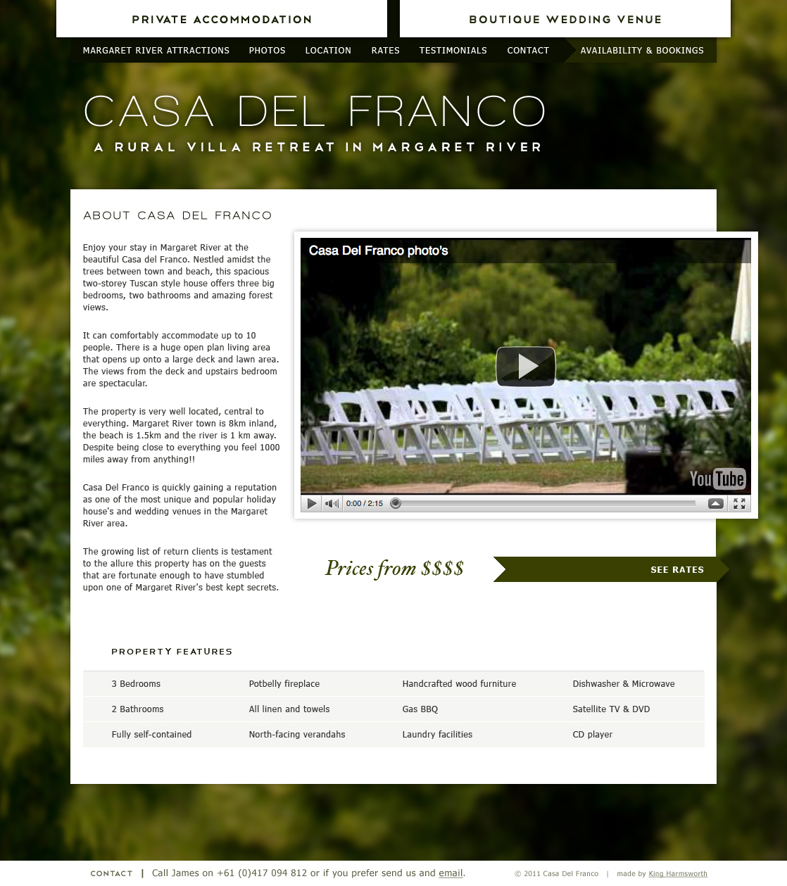Casa Del Franco mainpage design