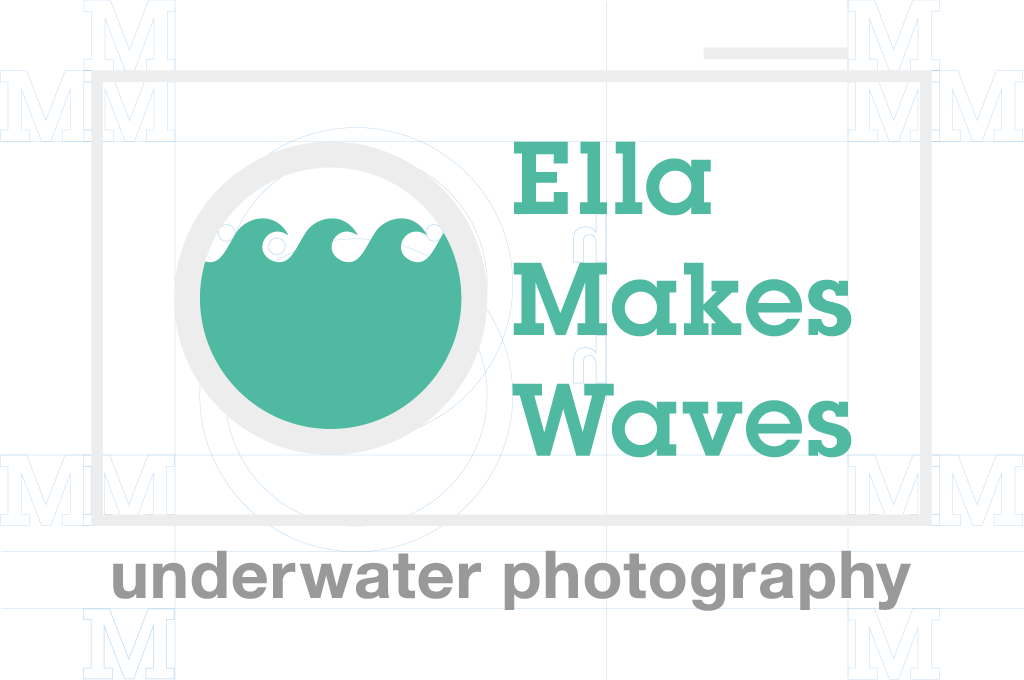 Ella makes waves logo showing guides for logo elements placement