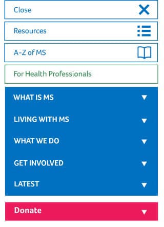 MS trust mobile navigation area open