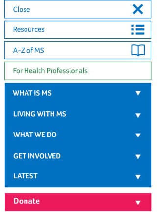 MS trust mobile navigation area open