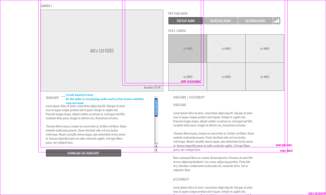 Desktop wireframes